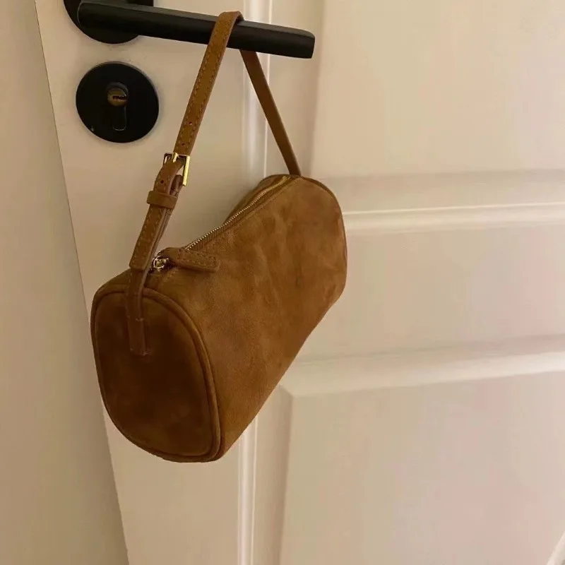2025 New Luxury 90s Pen Holder Bag Genuine Soft Cowhide & Suede Mini Crossbody Bag Hand-Carry Vintage Shoulder Purse for Women - Image 10