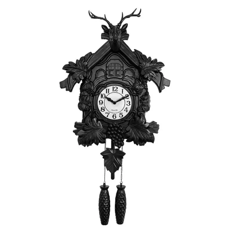 G6KF Easy to Install Wall Hanging Cuckoo Clock European Retro Styles Deer Head Sculpture Wall Clock Including Quiet Movement - Image 9