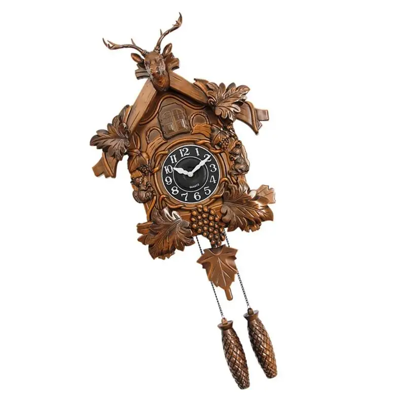 G6KF Easy to Install Wall Hanging Cuckoo Clock European Retro Styles Deer Head Sculpture Wall Clock Including Quiet Movement - Image 4