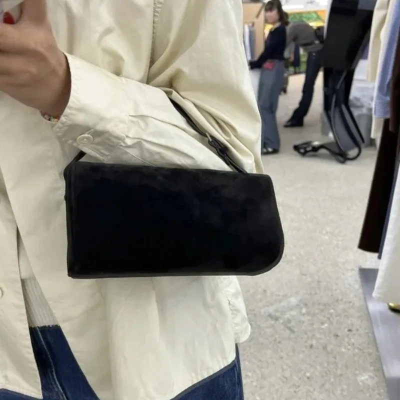 2025 New Luxury 90s Pen Holder Bag Genuine Soft Cowhide & Suede Mini Crossbody Bag Hand-Carry Vintage Shoulder Purse for Women - Image 11