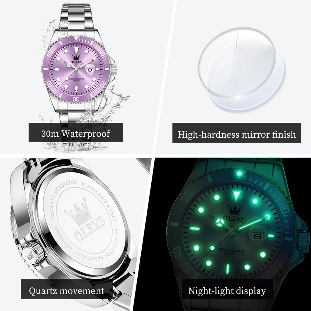 OLEVS 5885 Original Quartz Watch Women Fashion Rotating Dial Stainless Steel Strap Waterproof Casual Ladies' Watch - Image 6