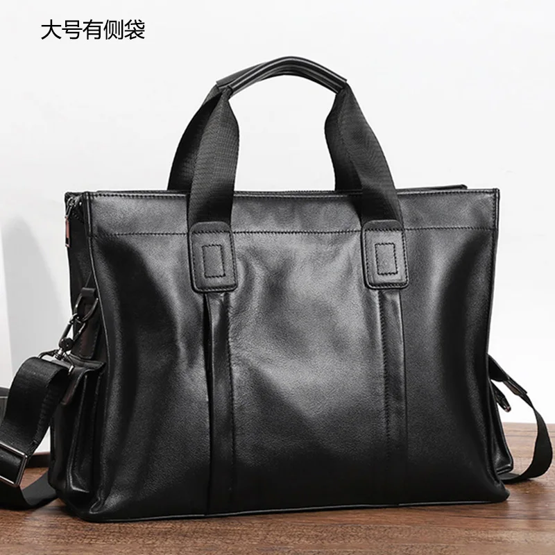 NZPJ Business Leather Men's Handbag Top Layer Cowhide Briefcase Casual One Shoulder Messenger Bag Suitable for 14 Inch Laptop - Image 8