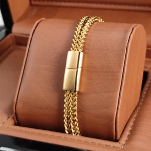 Golden Chain Bracelet for Men and Women Stainless Steel Curb Cuban Link Bangle Hip Hop Trendy Wrist Jewelry Gift New 2025