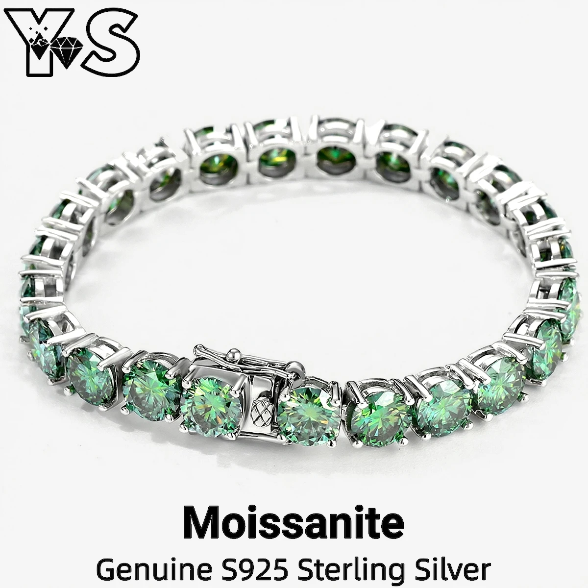 S925 Sterling Silver Green Moissanite Tennis Bracelet Single Row Diamond Unique Design Daily Elegant Fine Jewelry Gift for Her - Image 7