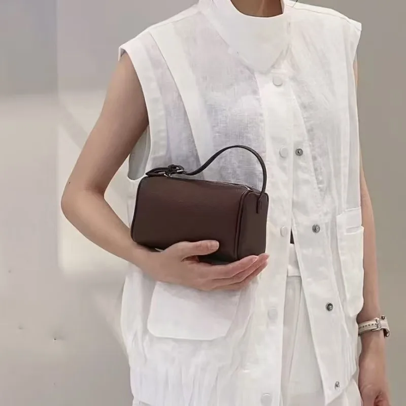 2025 New Luxury 90s Pen Holder Bag Genuine Soft Cowhide & Suede Mini Crossbody Bag Hand-Carry Vintage Shoulder Purse for Women - Image 16