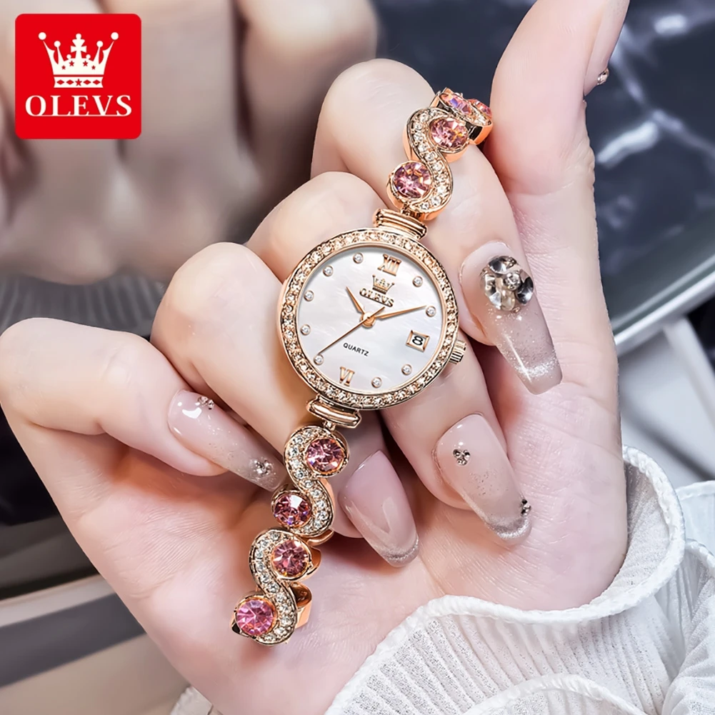 OLEVS 5633 Round-Dial Fashion Quartz Watch Stainless Steel Watchband Wristwatch with Calendar - Elegant Gift for Him Or Her - Image 4
