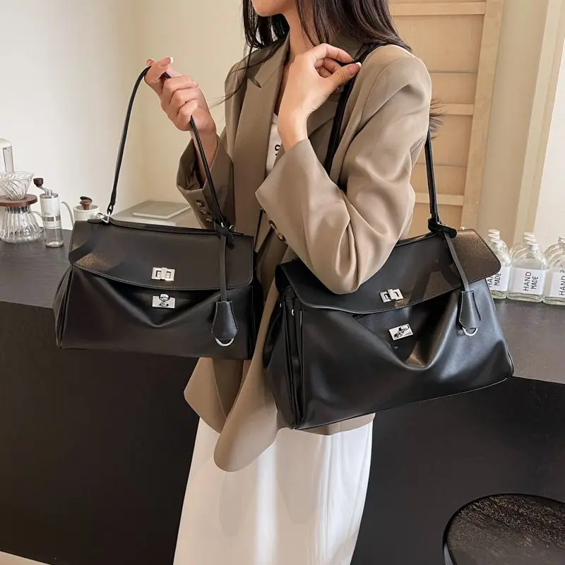 New Stylish Large-capacity Platinum Bag, Women's Casual Versatile Commuting Crossbody Bag, Modern Neutral Business Handbag - Image 6