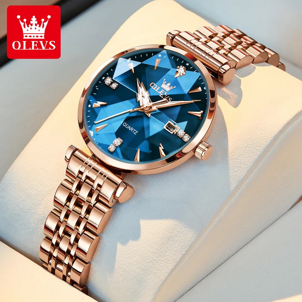 OLEVS 5536 Luxury Brand Diamond Quartz Women's Watch Fashion Elegant Rose Gold Waterproof Women's Watch Bracelet Set Reloj Mujer - Image 10