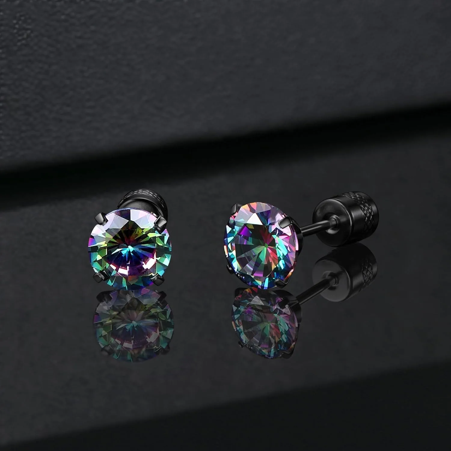 G23 Titanium Screw Back 20G 5A Cubic Zirconia Earrings Studs for Women Men Double Side Earrings Piercing Sleeper Studs Jewelry - Image 5