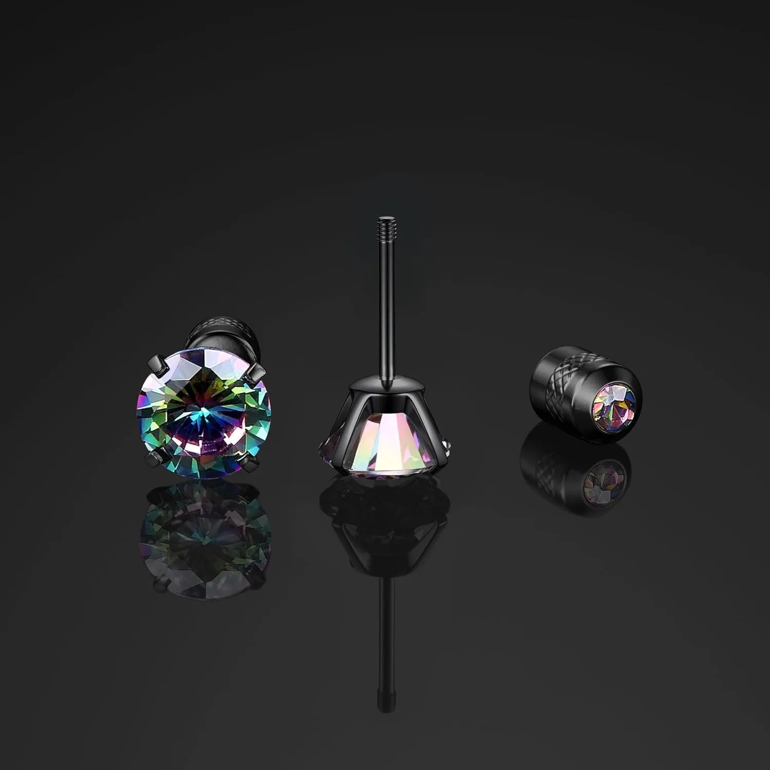 G23 Titanium Screw Back 20G 5A Cubic Zirconia Earrings Studs for Women Men Double Side Earrings Piercing Sleeper Studs Jewelry - Image 6