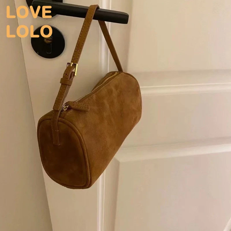 2025 New Luxury 90s Pen Holder Bag Genuine Soft Cowhide & Suede Mini Crossbody Bag Hand-Carry Vintage Shoulder Purse for Women - Image 6