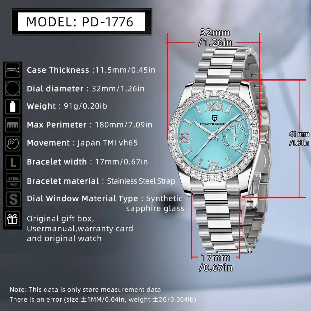 PAGANI DESIGN 2026 New 32MM Women's Wristwatch Elegant Luxury Quartz Watch For Women Fashion Waterproof Watches Sapphire Clock - Image 6
