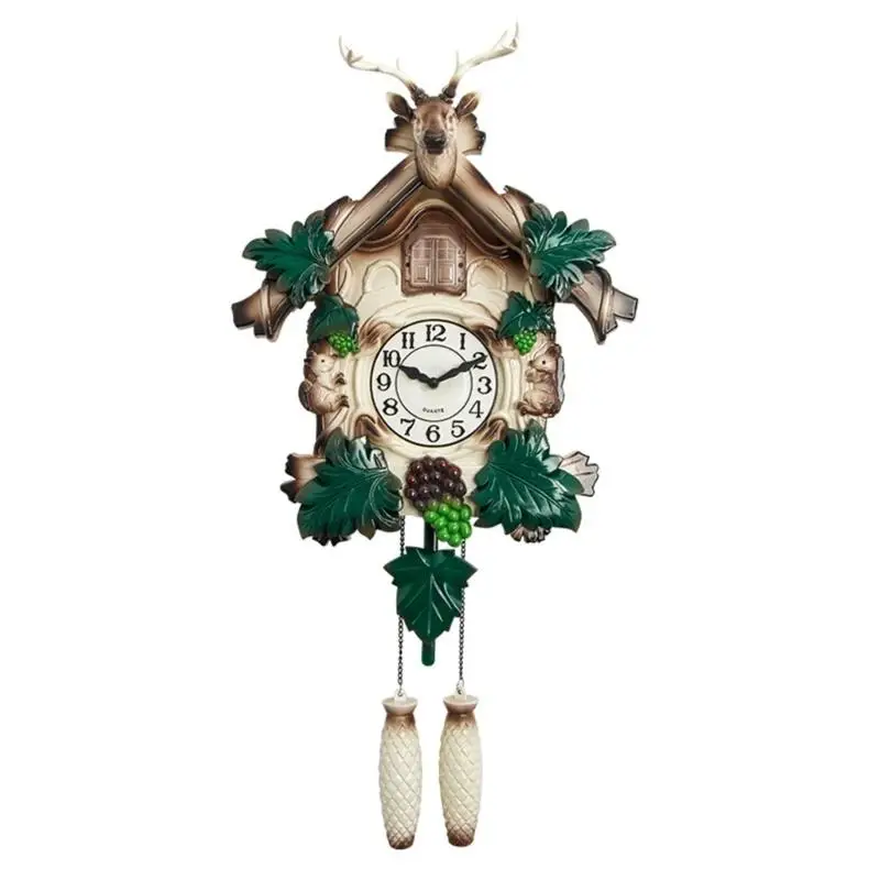 G6KF Easy to Install Wall Hanging Cuckoo Clock European Retro Styles Deer Head Sculpture Wall Clock Including Quiet Movement - Image 7