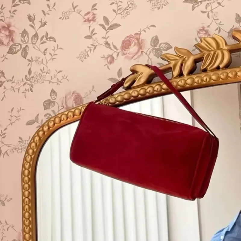 2025 New Luxury 90s Pen Holder Bag Genuine Soft Cowhide & Suede Mini Crossbody Bag Hand-Carry Vintage Shoulder Purse for Women - Image 18