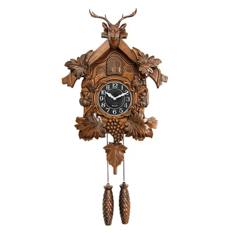 G6KF Easy to Install Wall Hanging Cuckoo Clock European Retro Styles Deer Head Sculpture Wall Clock Including Quiet Movement - Image 8