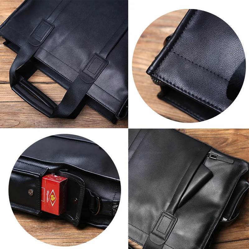 NZPJ Business Leather Men's Handbag Top Layer Cowhide Briefcase Casual One Shoulder Messenger Bag Suitable for 14 Inch Laptop - Image 5